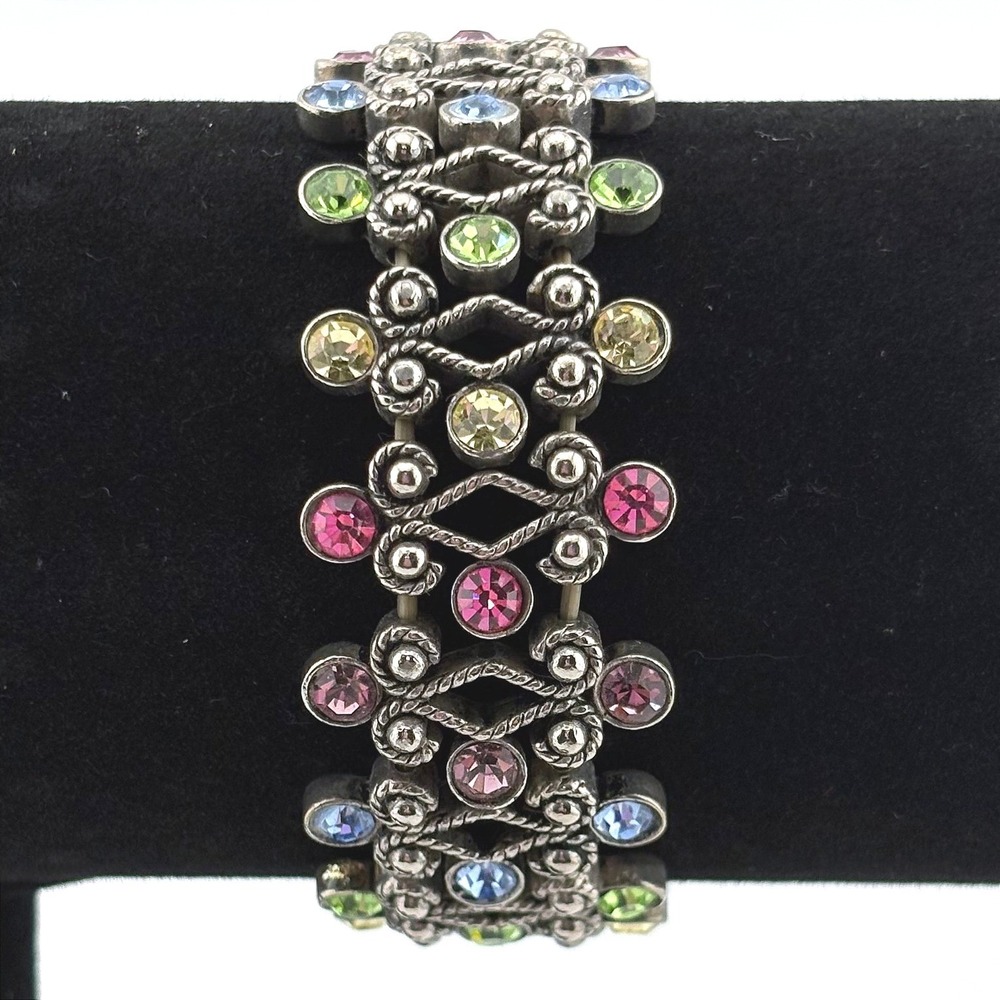 Vintage‎ Joan Rivers Aurora Borealis Stretch Bracelet Crystal Ornate